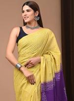 Cotton Yellow Casual Wear Printed Saree